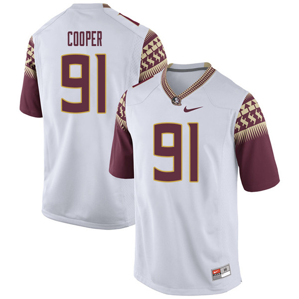 Men #91 Robert Cooper Florida State Seminoles College Football Jerseys Sale-White
